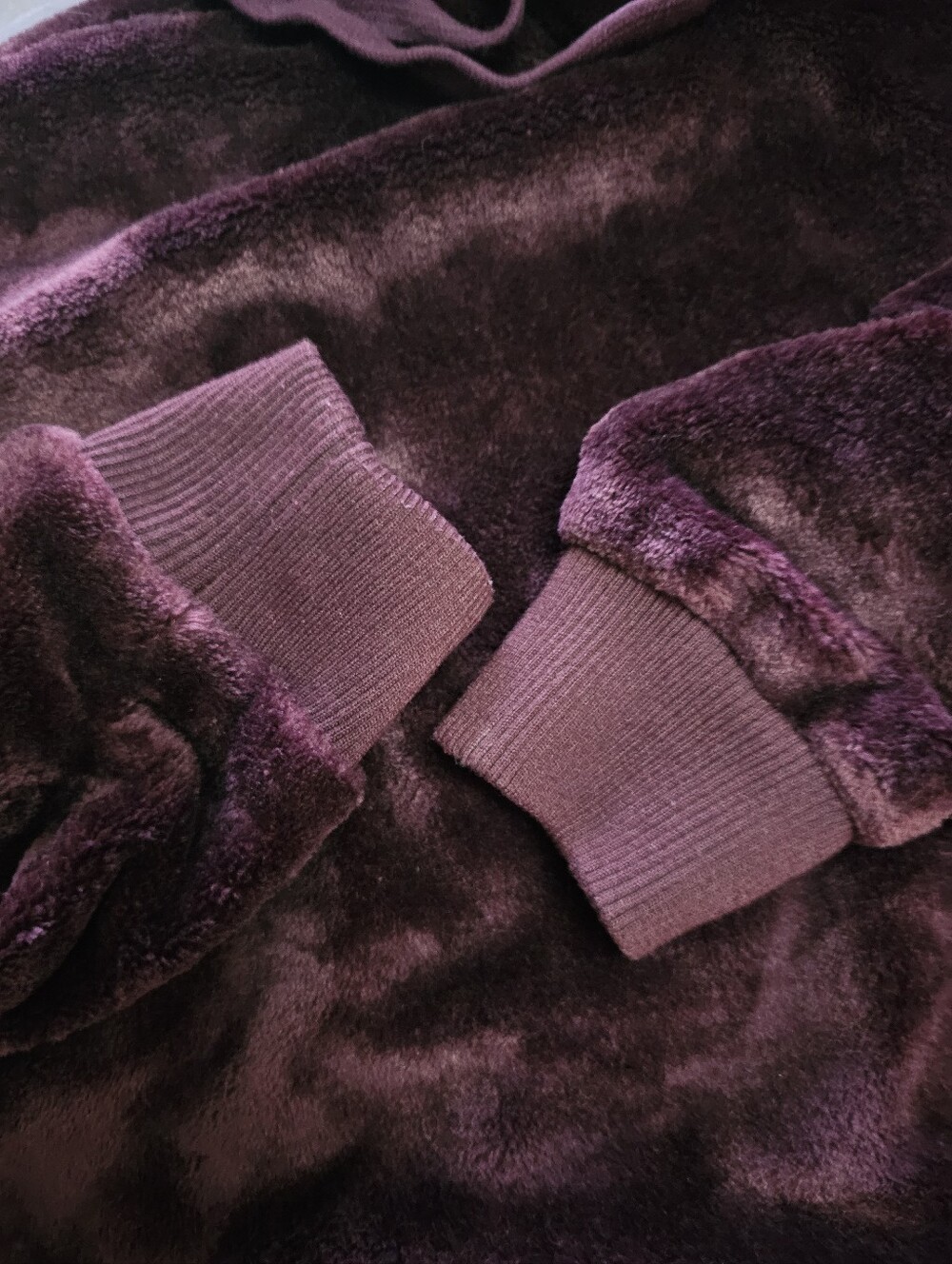 Streetwear Society Burgundy Plush Faux Fur Hoodie - Picture 4 of 6